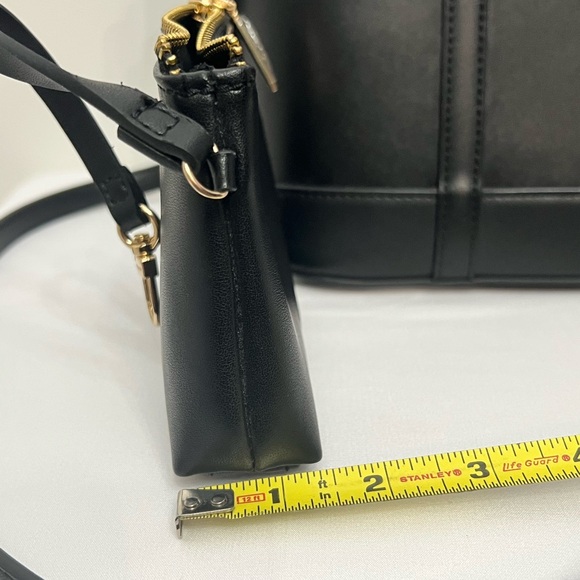 Anne Klein Black Crossbody Bag with Detachable Zip Pouch and Gold Hardware - Picture 15 of 15